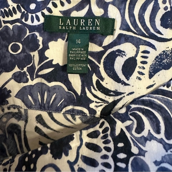 Ralph Lauren navy white patterned A-line skirt sz 14 - Picture 3 of 3